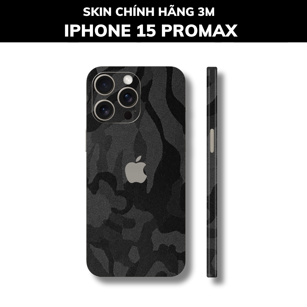 Dán skin điện thoại Iphone 15 Pro Max full body và camera nhập khẩu chính hãng USA phụ kiện điện thoại huỳnh tân store - Camo Black - Warp Skin Collection