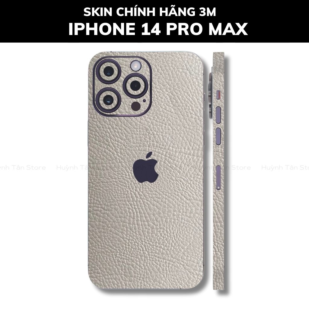 Skin 3m Iphone 14, Iphone 14 Pro, Iphone 14 Pro Max full body và camera nhập khẩu chính hãng USA phụ kiện điện thoại huỳnh tân store - Hexis Grey Leather - Warp Skin Collection