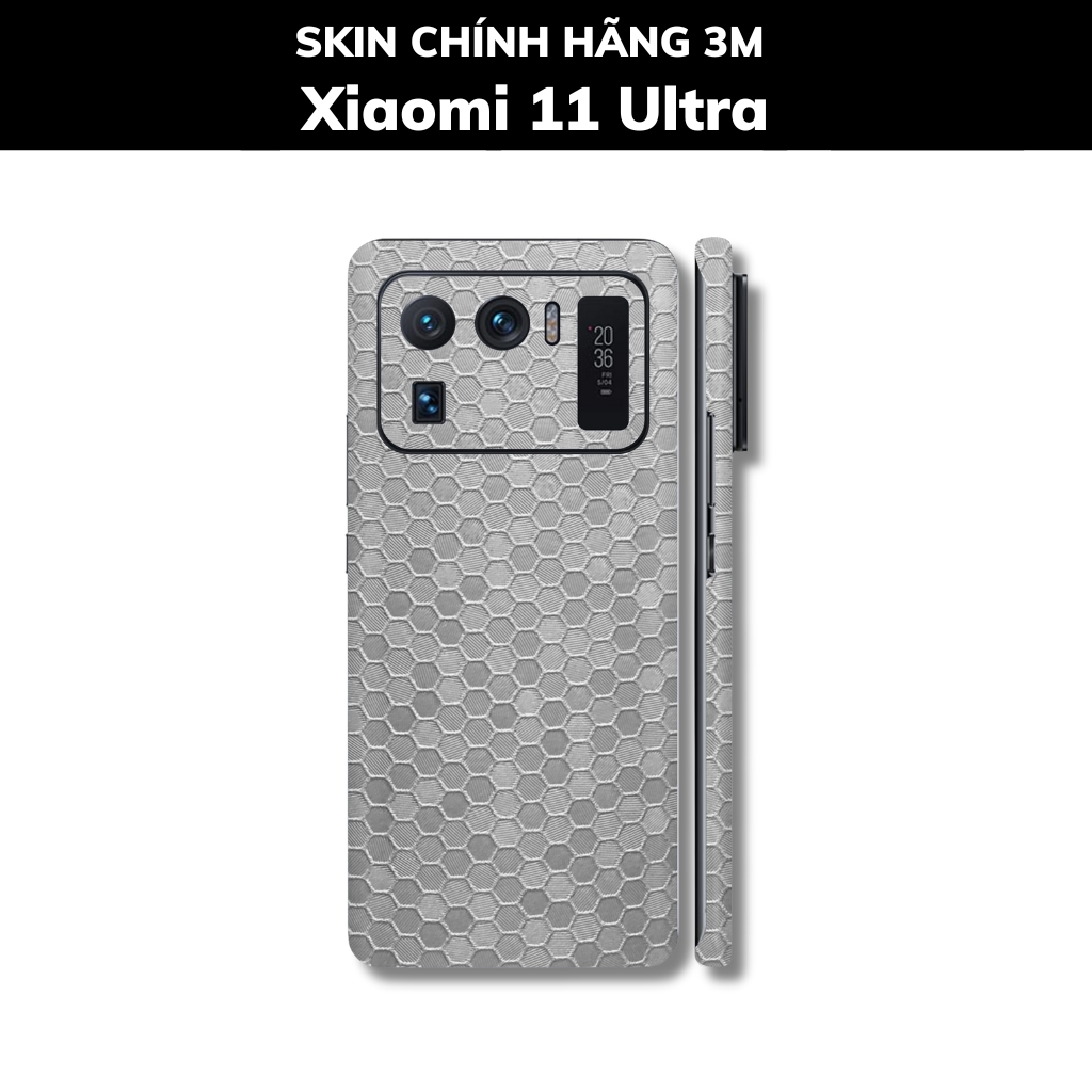 Skin 3m Mi 11 Ultra full body và camera nhập khẩu chính hãng USA phụ kiện điện thoại huỳnh tân store - Oracal Honeycomb Silver - Warp Skin Collection