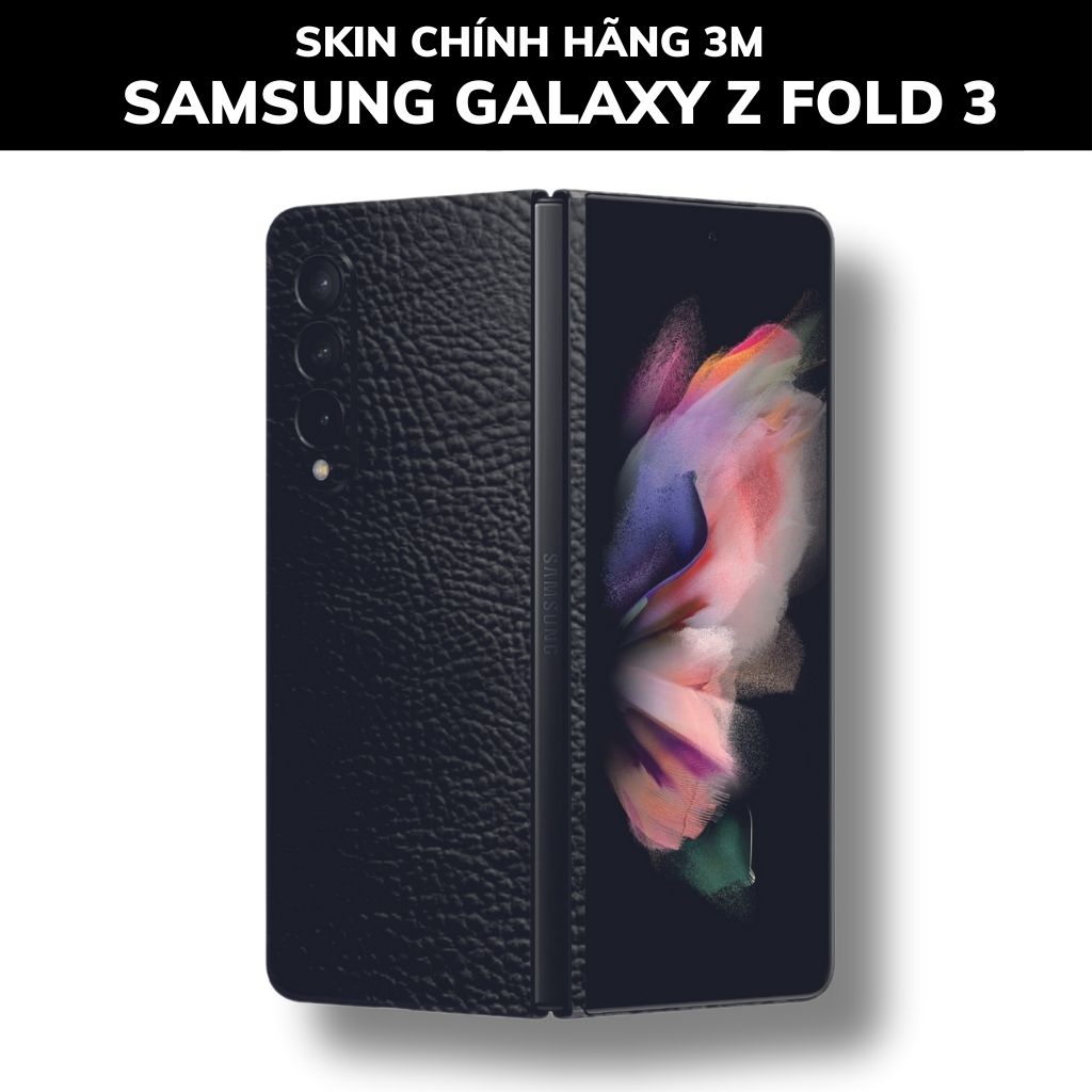 Skin 3m samsung galaxy Z Fold 4, Z Fold 3, Z Fold 2 full body và camera nhập khẩu chính hãng USA phụ kiện điện thoại huỳnh tân store - Hexis Black Leather - Warp Skin Collection