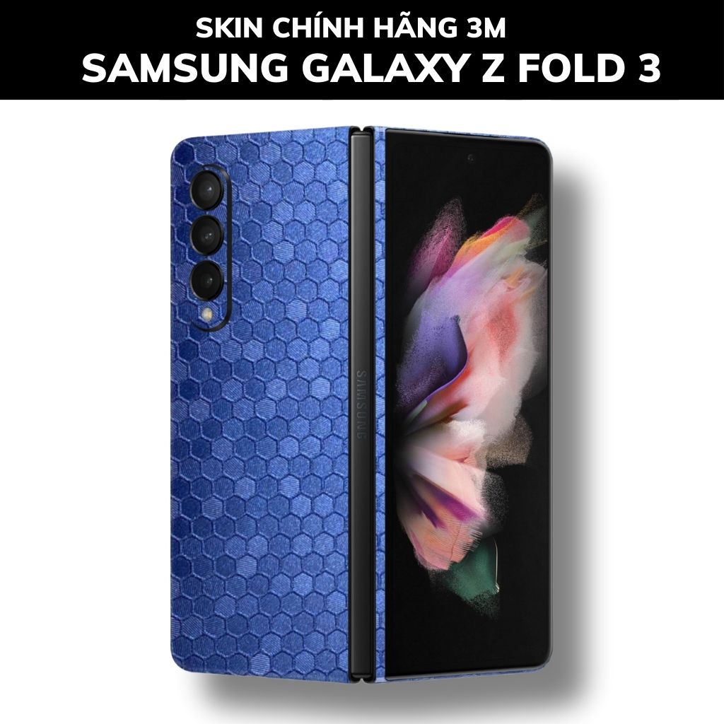 Skin 3m samsung galaxy Z Fold 4, Z Fold 3, Z Fold 2 full body và camera nhập khẩu chính hãng USA phụ kiện điện thoại huỳnh tân store - Oracal Honeycomb Blue - Warp Skin Collection