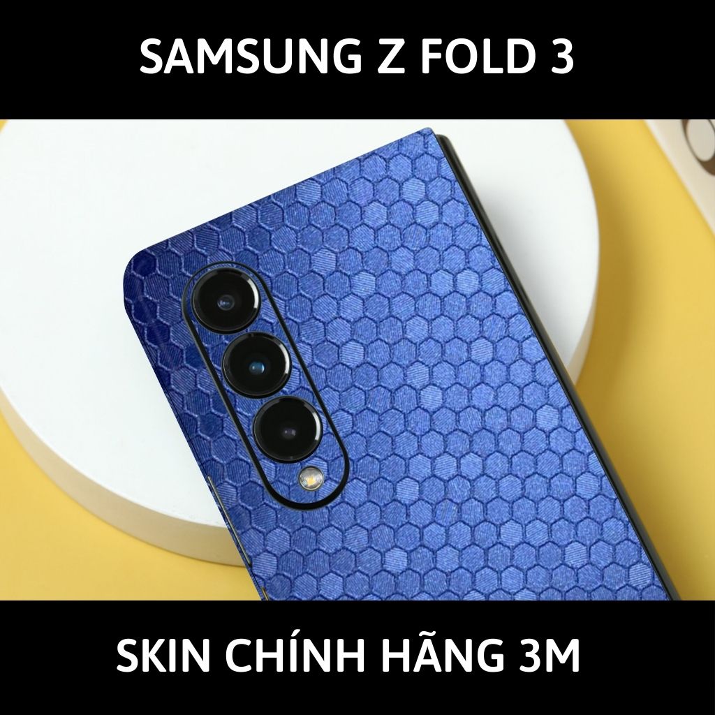 Skin 3m samsung galaxy Z Fold 4, Z Fold 3, Z Fold 2 full body và camera nhập khẩu chính hãng USA phụ kiện điện thoại huỳnh tân store - Oracal Honeycomb Blue - Warp Skin Collection