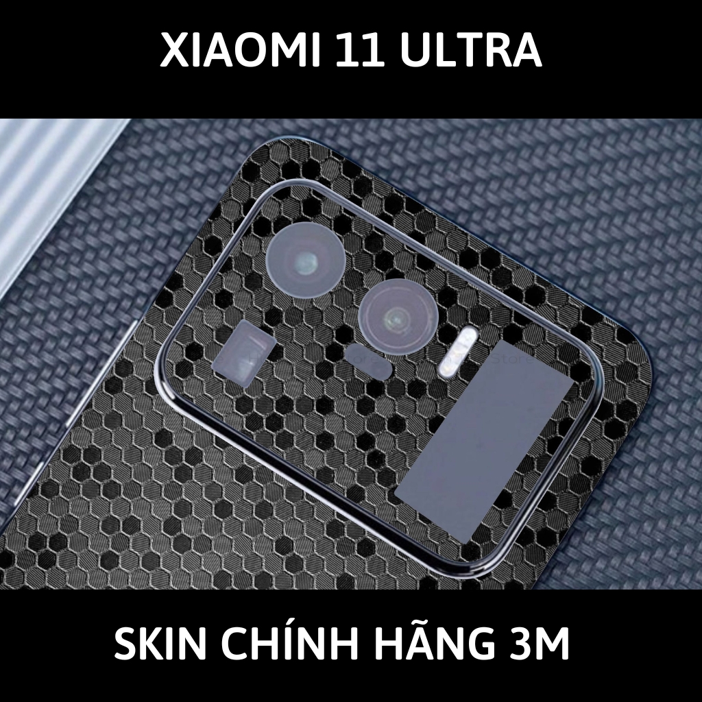 Skin 3m Mi 11 Ultra full body và camera nhập khẩu chính hãng USA phụ kiện điện thoại huỳnh tân store - Hexis Honeycomb Black - Warp Skin Collection
