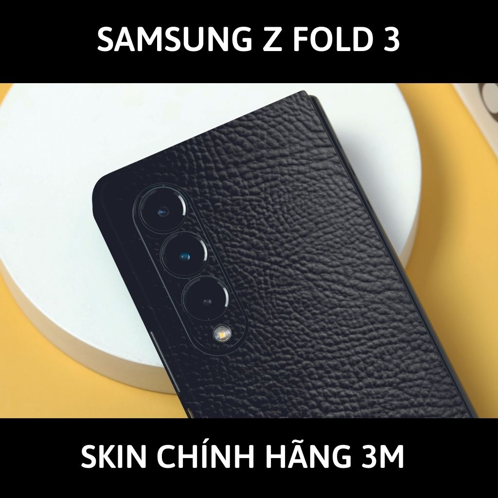 Skin 3m samsung galaxy Z Fold 4, Z Fold 3, Z Fold 2 full body và camera nhập khẩu chính hãng USA phụ kiện điện thoại huỳnh tân store - Hexis Black Leather - Warp Skin Collection