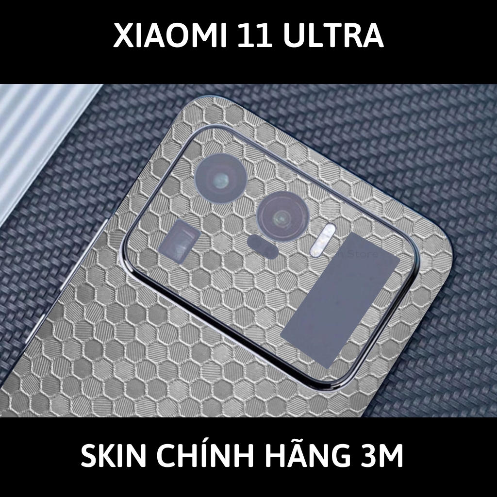 Skin 3m Mi 11 Ultra full body và camera nhập khẩu chính hãng USA phụ kiện điện thoại huỳnh tân store - Oracal Honeycomb Silver - Warp Skin Collection