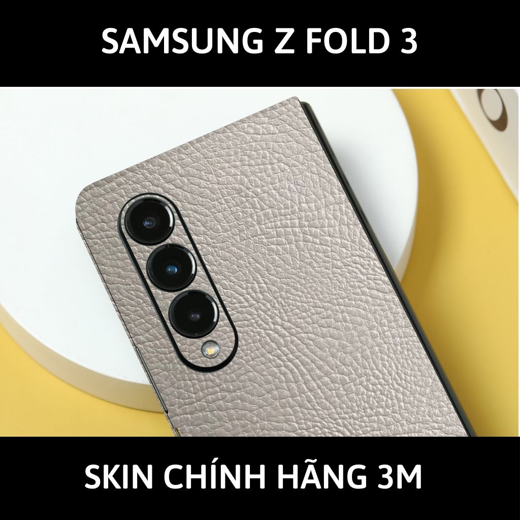 Skin 3m samsung galaxy Z Fold 4, Z Fold 3, Z Fold 2 full body và camera nhập khẩu chính hãng USA phụ kiện điện thoại huỳnh tân store - Hexis Grey Leather - Warp Skin Collection