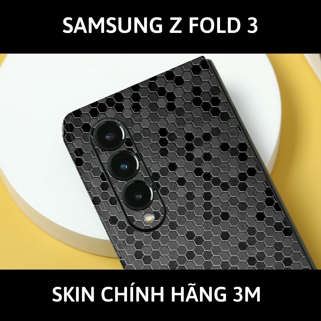 Skin 3m samsung galaxy Z Fold 4, Z Fold 3, Z Fold 2 full body và camera nhập khẩu chính hãng USA phụ kiện điện thoại huỳnh tân store - Hexis Honeycomb Black- Warp Skin Collection