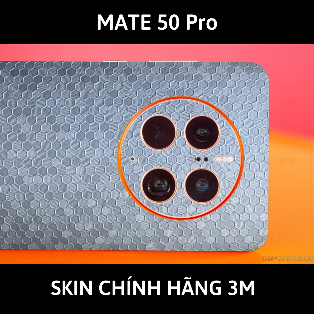 Dán skin điện thoại Huawei Mate 50 Pro full body và camera nhập khẩu chính hãng USA phụ kiện điện thoại huỳnh tân store - Honeycomb Silver - Warp Skin Collection