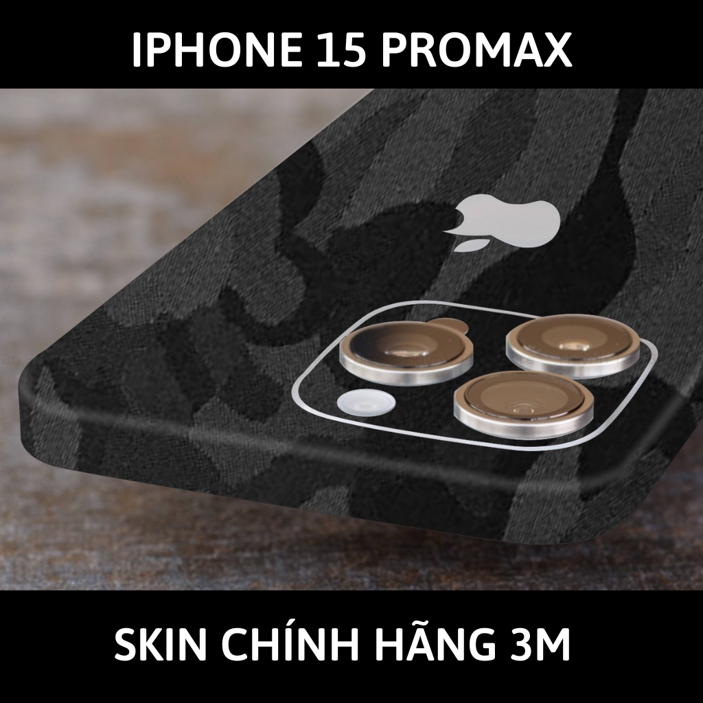 Dán skin điện thoại Iphone 15 Pro Max full body và camera nhập khẩu chính hãng USA phụ kiện điện thoại huỳnh tân store - Camo Black - Warp Skin Collection