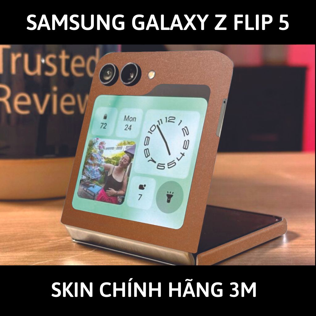 dán skin 3m samsung galaxy z flip 5 full body, camera phụ kiện điện thoại huỳnh tân store - Ochre Brown