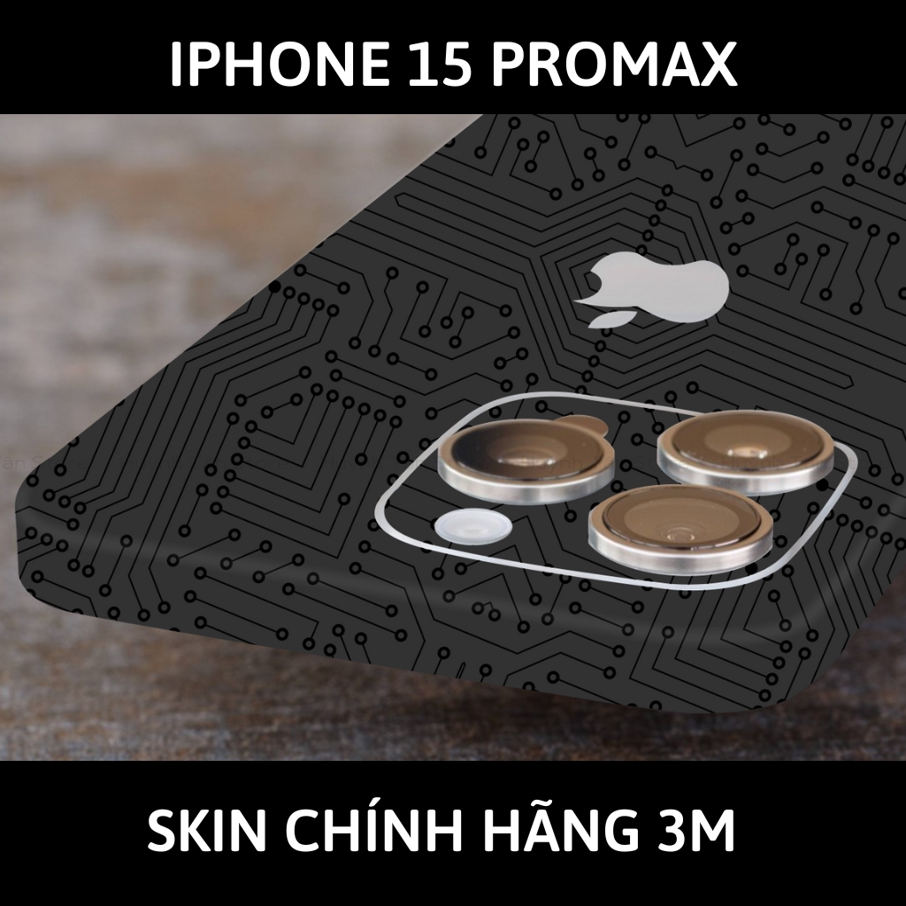 Dán skin điện thoại Iphone 15 Pro Max full body và camera nhập khẩu chính hãng USA phụ kiện điện thoại huỳnh tân store - Electronic Black - Warp Skin Collection