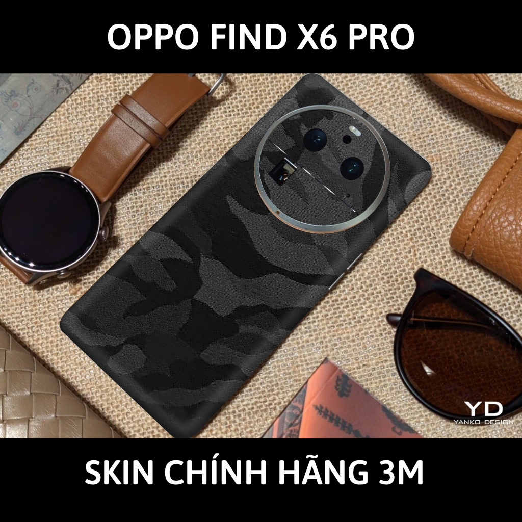 Dán skin điện thoại Oppo Find X6 Pro full body và camera nhập khẩu chính hãng USA phụ kiện điện thoại huỳnh tân store - Camo Black - Warp Skin Collection