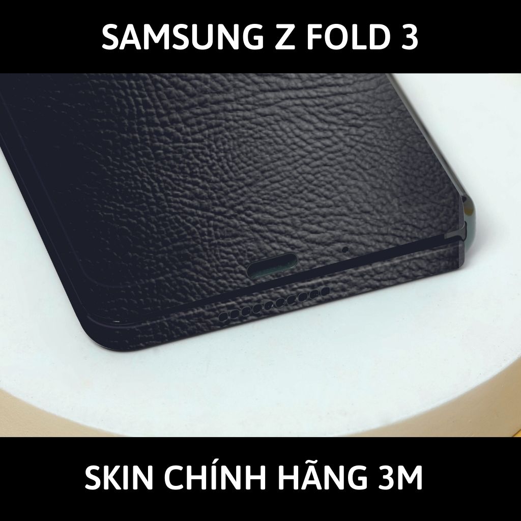 Skin 3m samsung galaxy Z Fold 4, Z Fold 3, Z Fold 2 full body và camera nhập khẩu chính hãng USA phụ kiện điện thoại huỳnh tân store - Hexis Black Leather - Warp Skin Collection