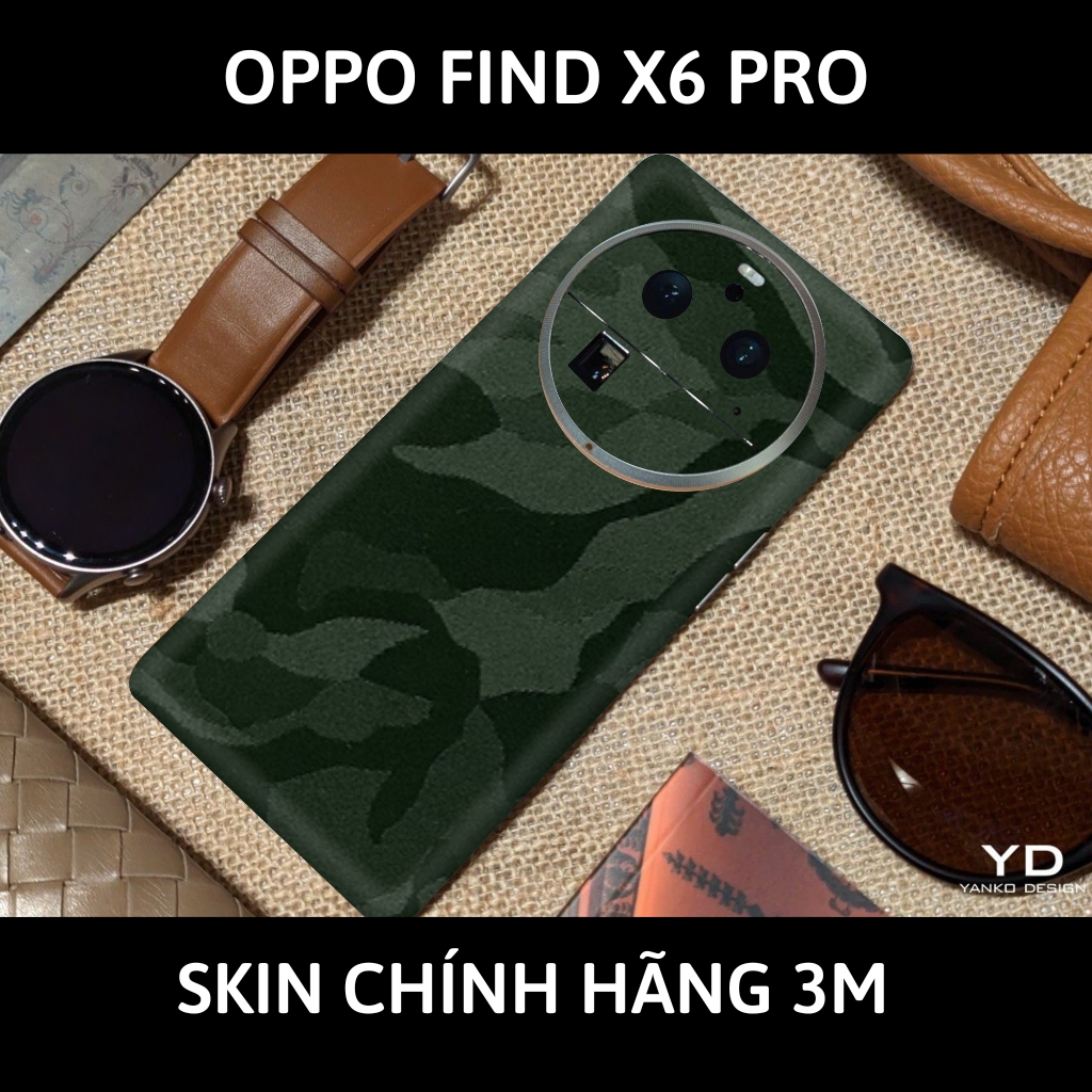 Dán skin điện thoại Oppo Find X6 Pro full body và camera nhập khẩu chính hãng USA phụ kiện điện thoại huỳnh tân store - Camo Green - Warp Skin Collection