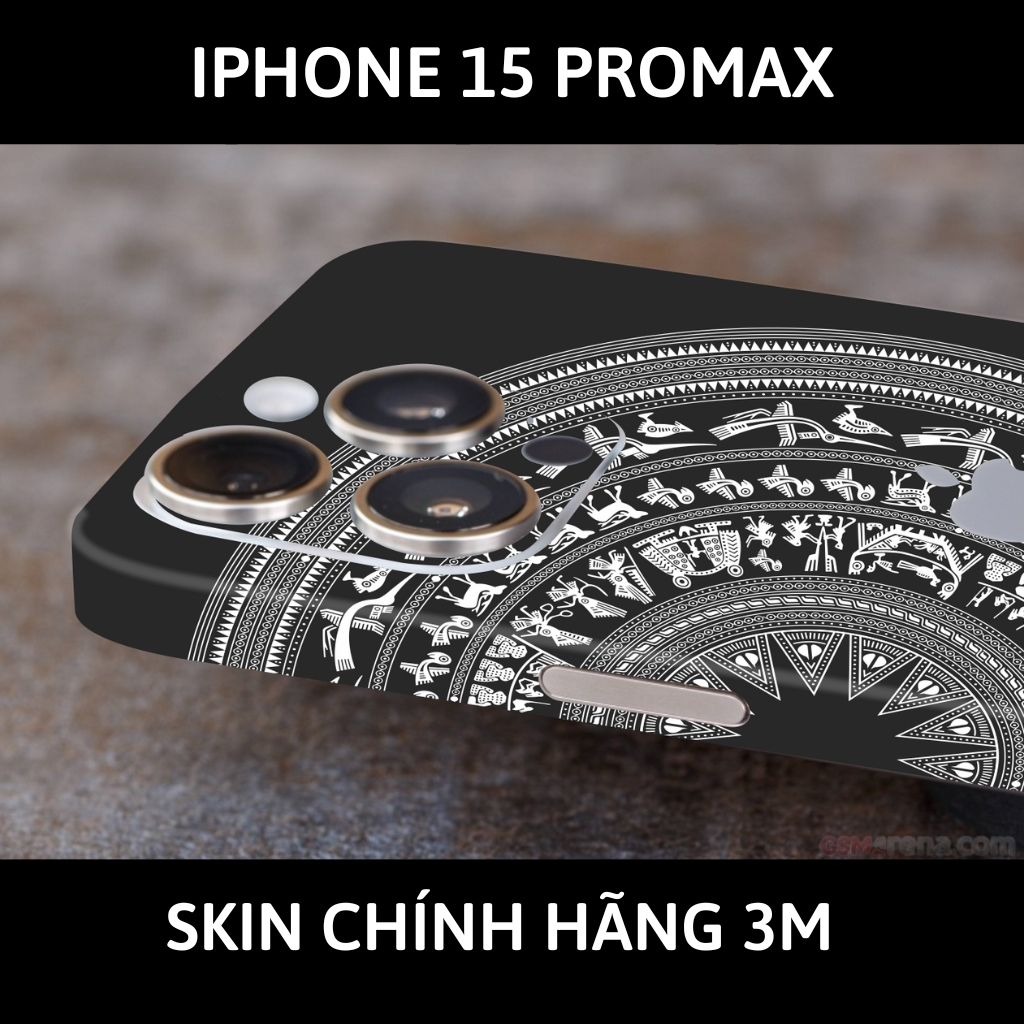 Dán skin điện thoại Iphone 15 Pro Max full body và camera nhập khẩu chính hãng USA phụ kiện điện thoại huỳnh tân store - Trống đồng nửa Black - Warp Skin Collection