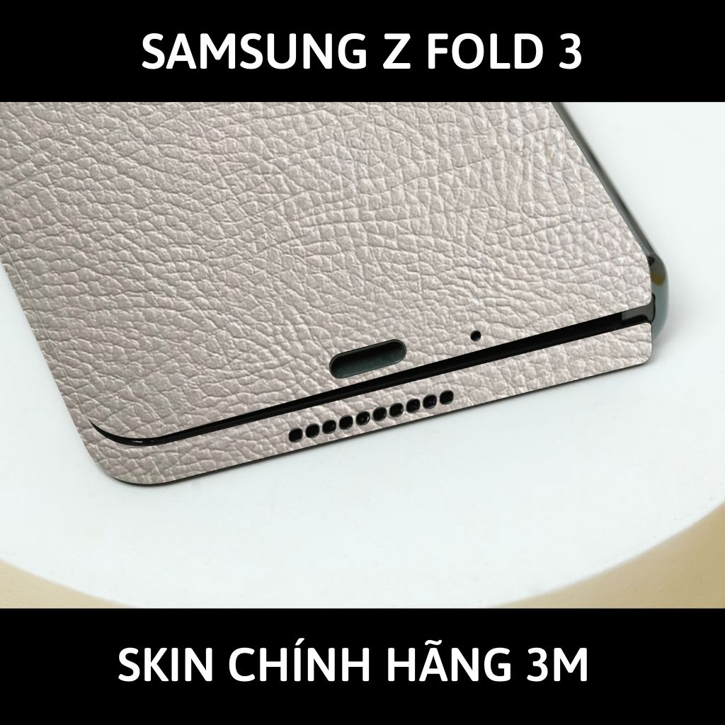 Skin 3m samsung galaxy Z Fold 4, Z Fold 3, Z Fold 2 full body và camera nhập khẩu chính hãng USA phụ kiện điện thoại huỳnh tân store - Hexis Grey Leather - Warp Skin Collection