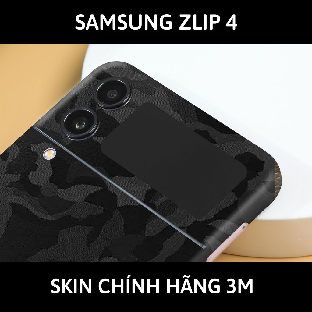 Skin 3m samsung galaxy Z Flip 4, Z Flip 3, Z Flip full body và camera nhập khẩu chính hãng USA phụ kiện điện thoại huỳnh tân store - Camo Black - Warp Skin Collection