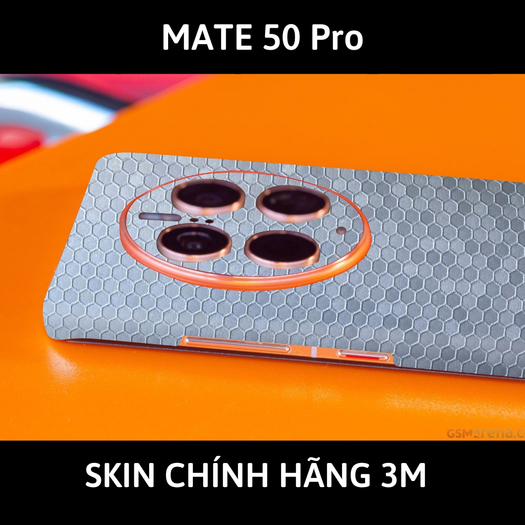 Dán skin điện thoại Huawei Mate 50 Pro full body và camera nhập khẩu chính hãng USA phụ kiện điện thoại huỳnh tân store - Honeycomb Silver - Warp Skin Collection