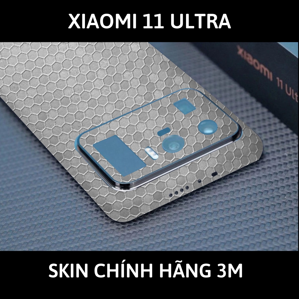 Skin 3m Mi 11 Ultra full body và camera nhập khẩu chính hãng USA phụ kiện điện thoại huỳnh tân store - Oracal Honeycomb Silver - Warp Skin Collection