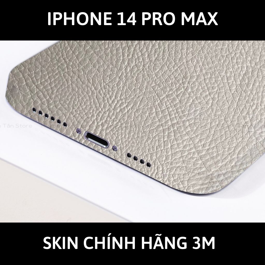 Skin 3m Iphone 14, Iphone 14 Pro, Iphone 14 Pro Max full body và camera nhập khẩu chính hãng USA phụ kiện điện thoại huỳnh tân store - Hexis Grey Leather - Warp Skin Collection