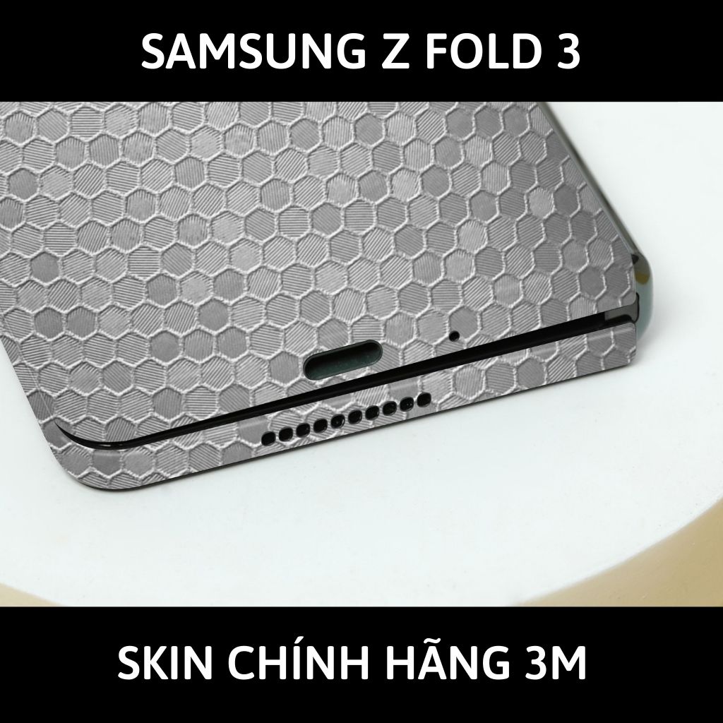 Skin 3m samsung galaxy Z Fold 4, Z Fold 3, Z Fold 2 full body và camera nhập khẩu chính hãng USA phụ kiện điện thoại huỳnh tân store - Oracal Honeycomb Sliver - Warp Skin Collection