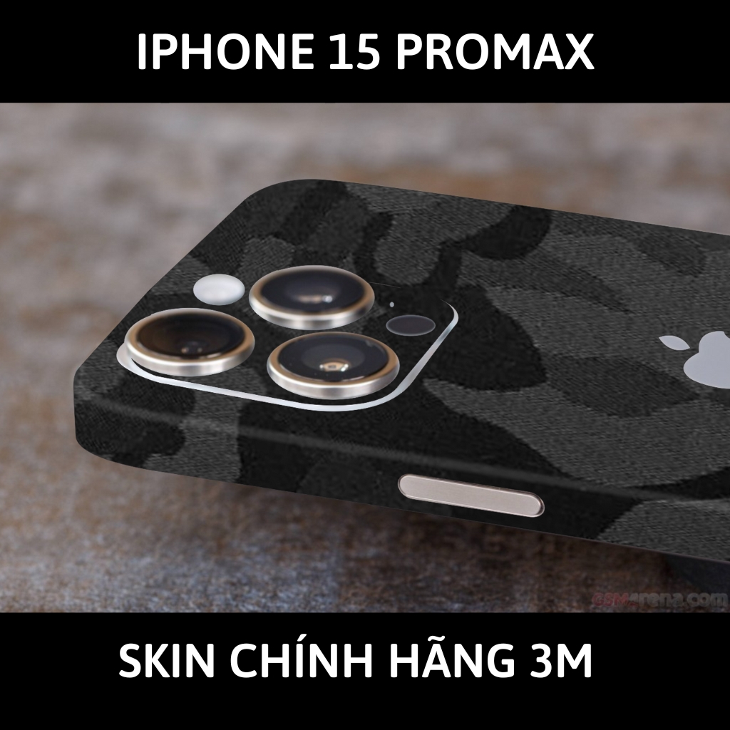 Dán skin điện thoại Iphone 15 Pro Max full body và camera nhập khẩu chính hãng USA phụ kiện điện thoại huỳnh tân store - Camo Black - Warp Skin Collection