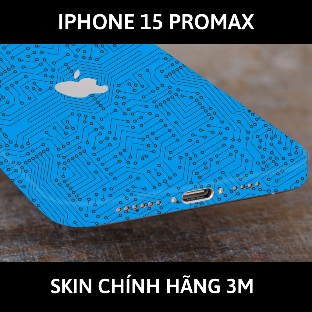 Dán skin điện thoại Iphone 15 Pro Max full body và camera nhập khẩu chính hãng USA phụ kiện điện thoại huỳnh tân store - Electronic Blue - Warp Skin Collection