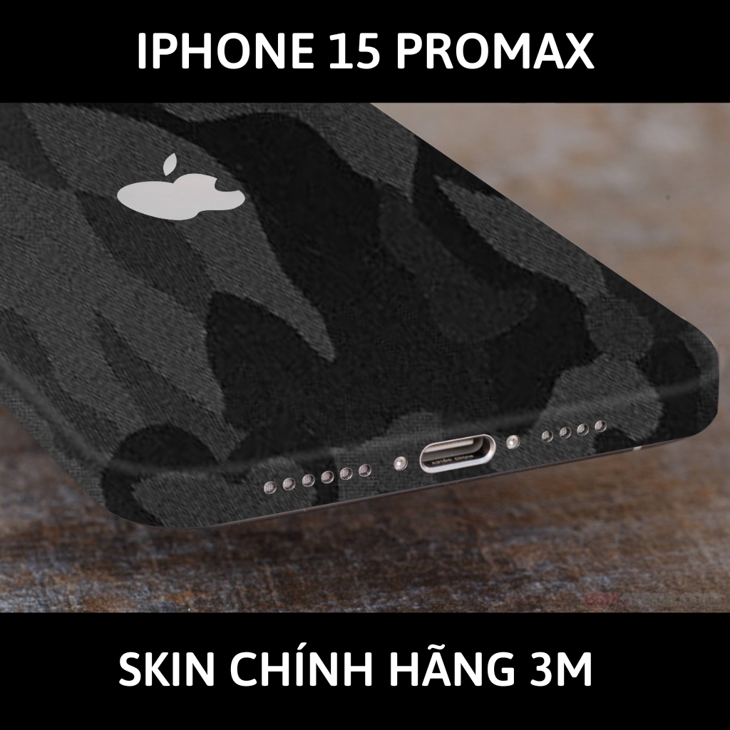 Dán skin điện thoại Iphone 15 Pro Max full body và camera nhập khẩu chính hãng USA phụ kiện điện thoại huỳnh tân store - Camo Black - Warp Skin Collection