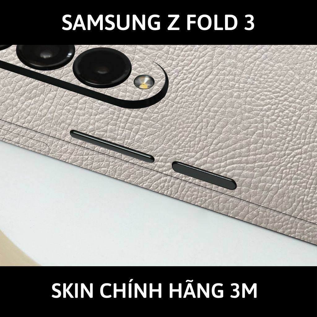 Skin 3m samsung galaxy Z Fold 4, Z Fold 3, Z Fold 2 full body và camera nhập khẩu chính hãng USA phụ kiện điện thoại huỳnh tân store - Hexis Grey Leather - Warp Skin Collection