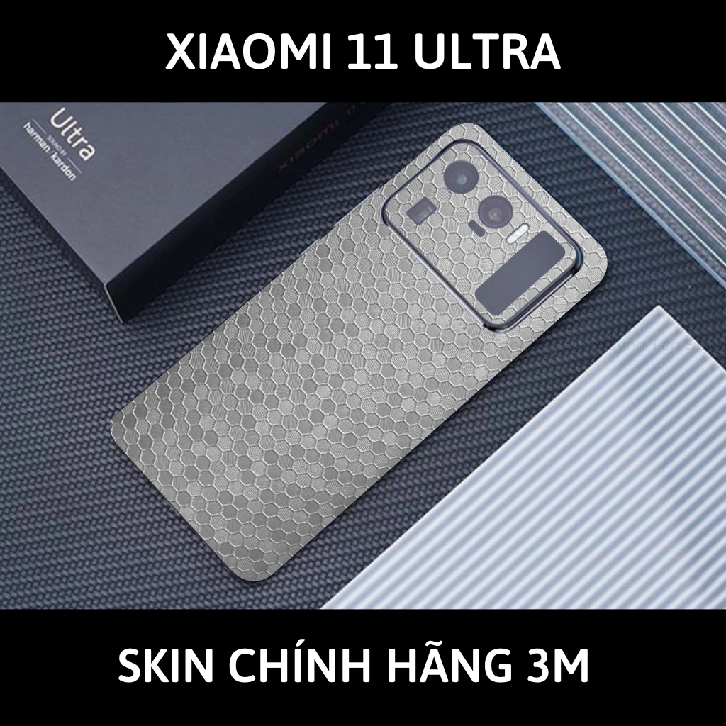 Skin 3m Mi 11 Ultra full body và camera nhập khẩu chính hãng USA phụ kiện điện thoại huỳnh tân store - Oracal Honeycomb Silver - Warp Skin Collection