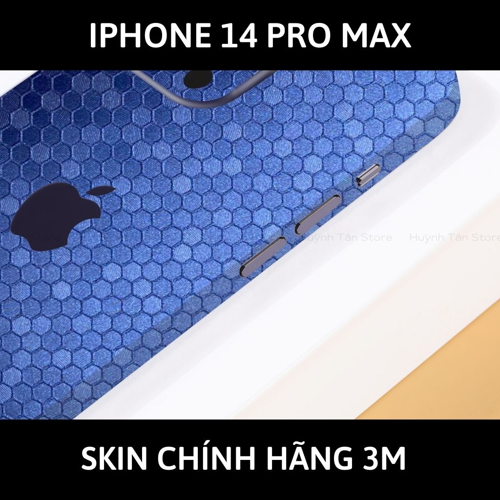 Skin 3m Iphone 14, Iphone 14 Pro, Iphone 14 Pro Max full body và camera nhập khẩu chính hãng USA phụ kiện điện thoại huỳnh tân store - Oracal Honeycomb Blue - Warp Skin Collection