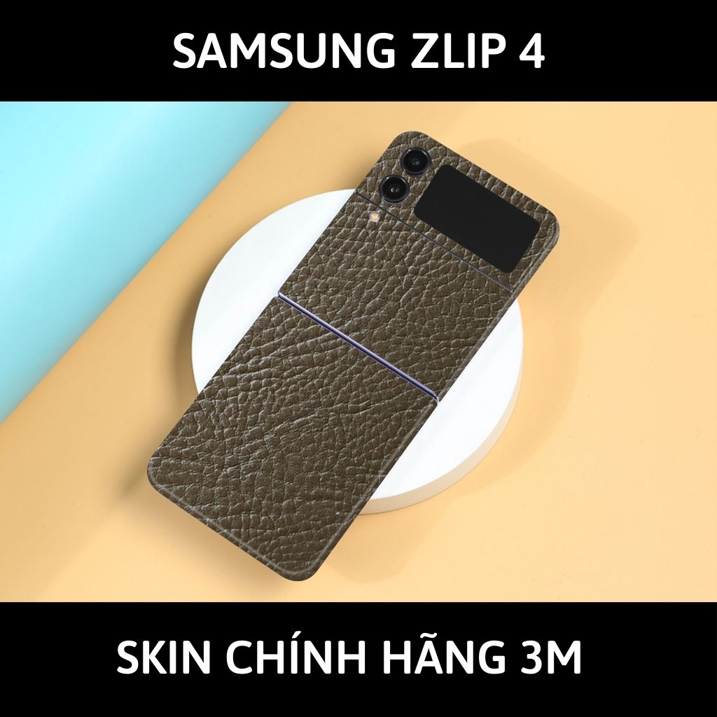 Skin 3m samsung galaxy Z Flip 4, Z Flip 3, Z Flip full body và camera nhập khẩu chính hãng USA phụ kiện điện thoại huỳnh tân store - Hexis Brown Leather - Warp Skin Collection