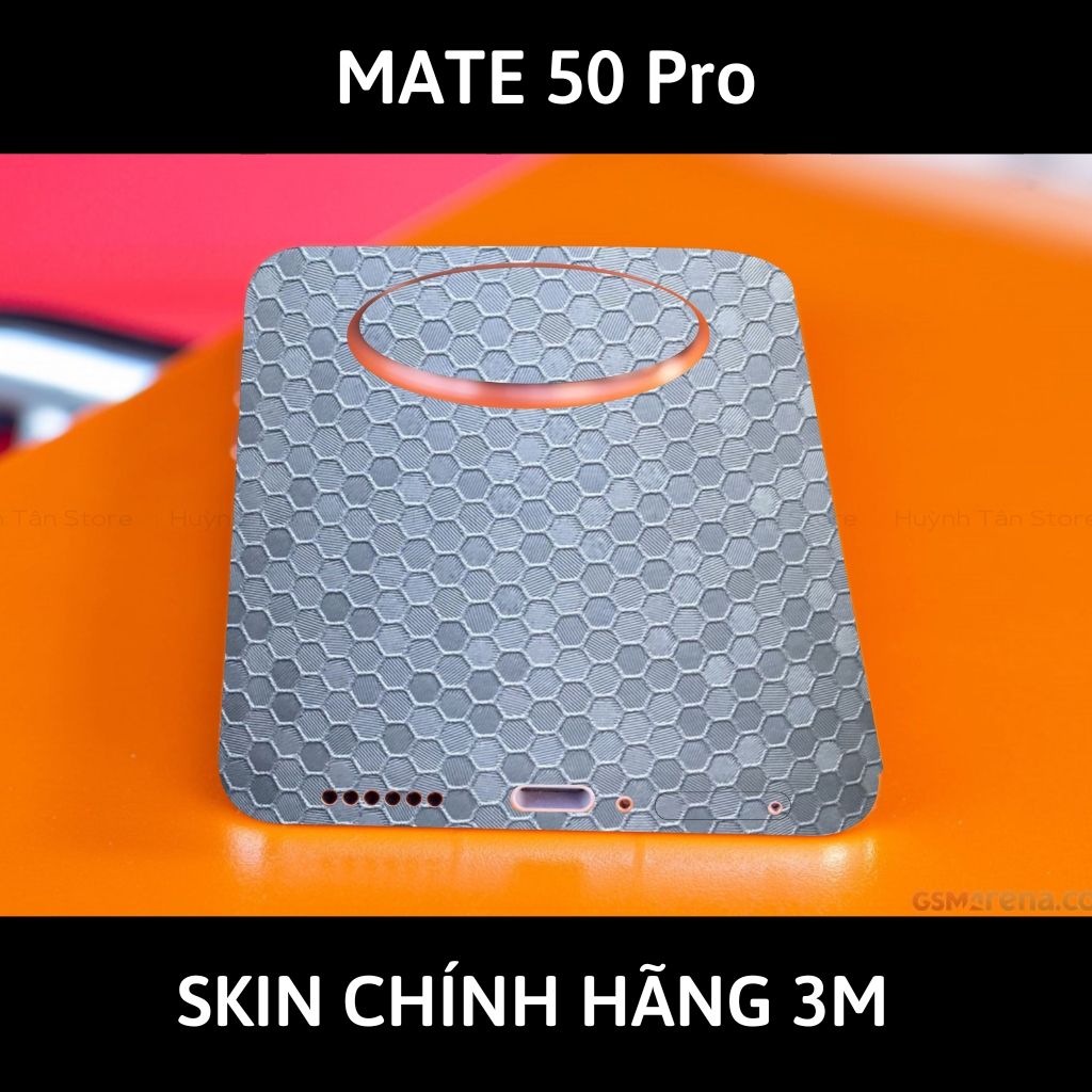 Dán skin điện thoại Huawei Mate 50 Pro full body và camera nhập khẩu chính hãng USA phụ kiện điện thoại huỳnh tân store - Honeycomb Silver - Warp Skin Collection