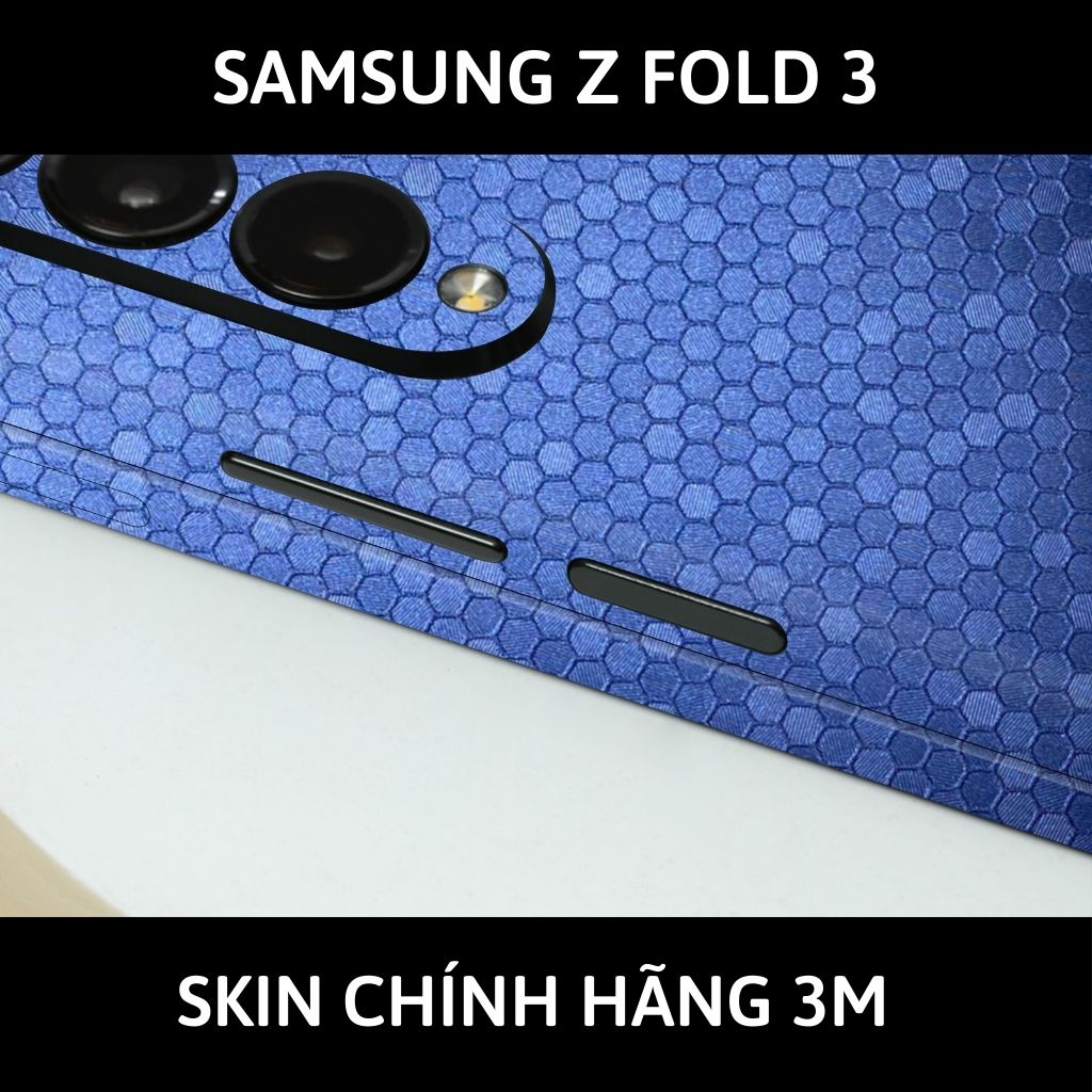 Skin 3m samsung galaxy Z Fold 4, Z Fold 3, Z Fold 2 full body và camera nhập khẩu chính hãng USA phụ kiện điện thoại huỳnh tân store - Oracal Honeycomb Blue - Warp Skin Collection
