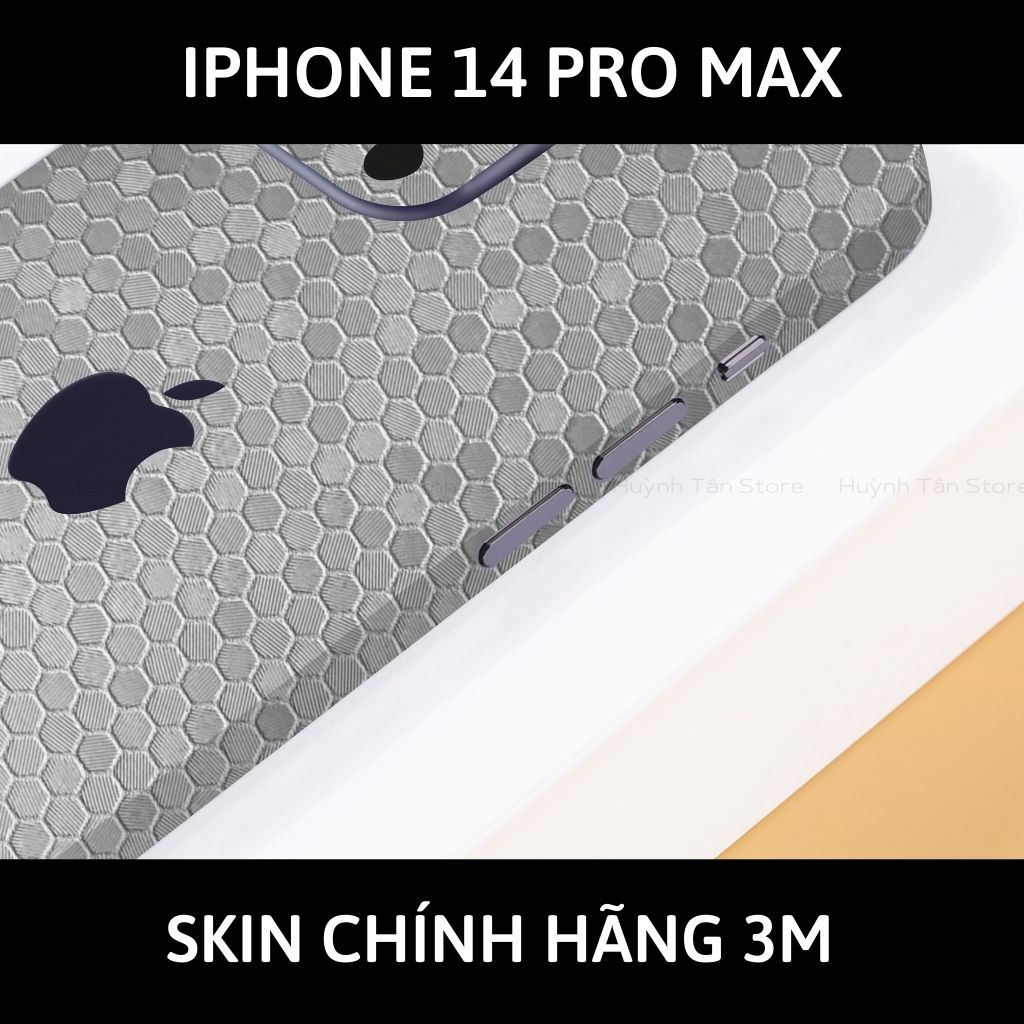 Skin 3m Iphone 14, Iphone 14 Pro, Iphone 14 Pro Max full body và camera nhập khẩu chính hãng USA phụ kiện điện thoại huỳnh tân store - Oracal Honeycomb Sliver - Warp Skin Collection