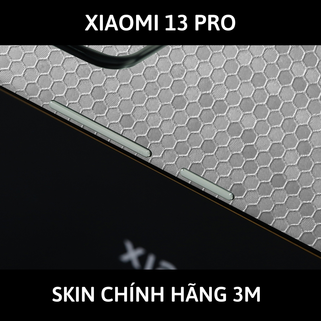 Skin 3m Mi 13 Ultra, Mi 13 Pro, Mi 13  full body và camera nhập khẩu chính hãng USA phụ kiện điện thoại huỳnh tân store - Oracal Honeycomb Silver - Warp Skin Collection