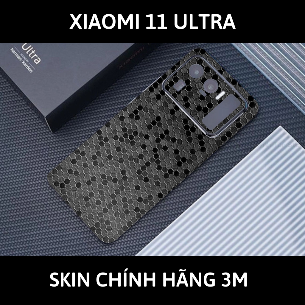 Skin 3m Mi 11 Ultra full body và camera nhập khẩu chính hãng USA phụ kiện điện thoại huỳnh tân store - Hexis Honeycomb Black - Warp Skin Collection