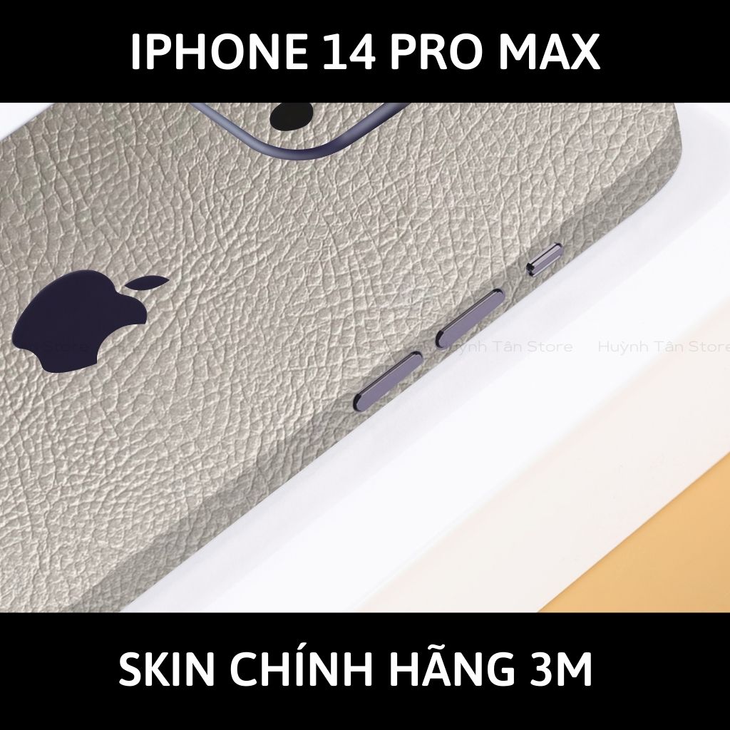 Skin 3m Iphone 14, Iphone 14 Pro, Iphone 14 Pro Max full body và camera nhập khẩu chính hãng USA phụ kiện điện thoại huỳnh tân store - Hexis Grey Leather - Warp Skin Collection