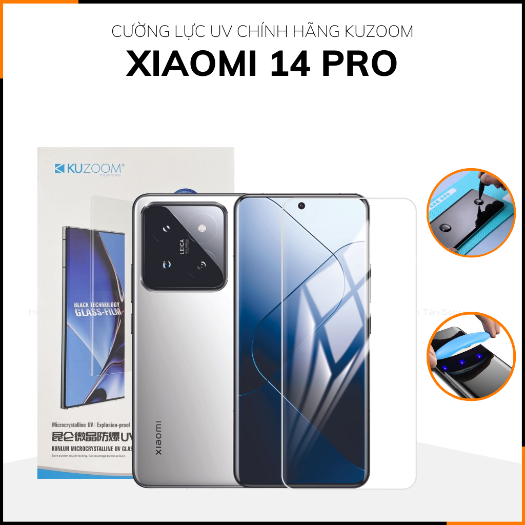 Cường lực Xiaomi Mi 14 Pro UV trong suốt keo lỏng chính hãng kuzoom chống va đập vân tay nhạy phụ kiện huỳnh tân store