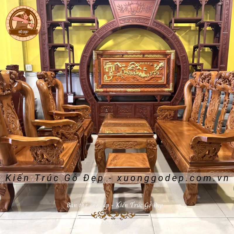 Xưởng sản xuất bộ bàn ghế gỗ gõ lào giá tốt, chất lượng cao