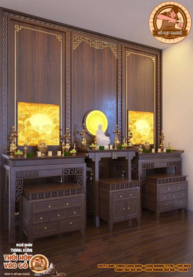Bộ sản phẩm 3 Bàn Thờ Đẹp Gỗ Hương BT sang trọng