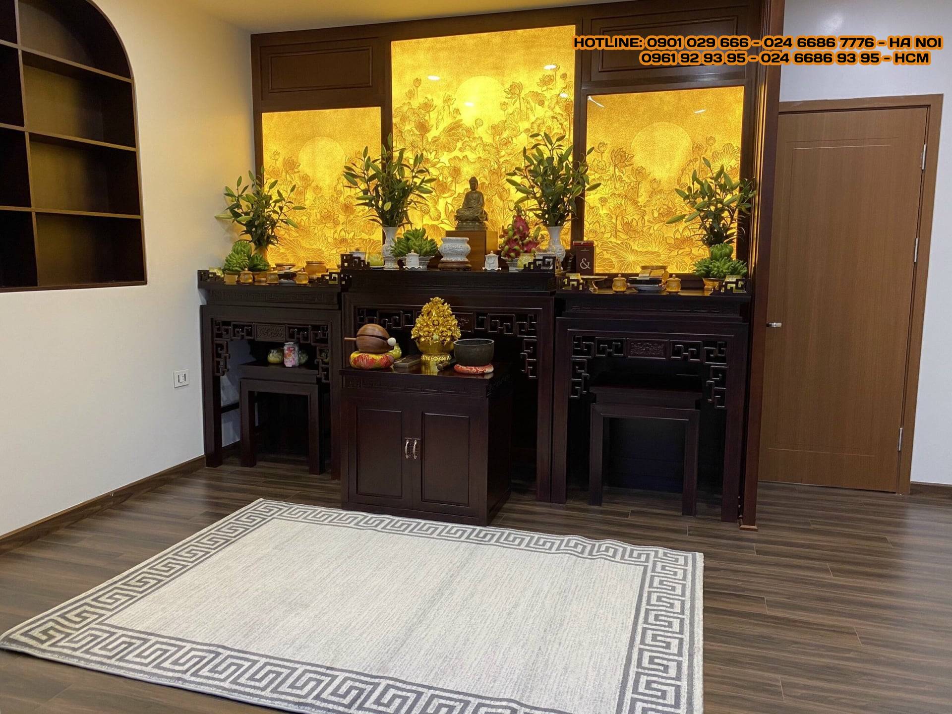 Bộ sản phẩm 3 Bàn Thờ Đẹp Gỗ Hương BT 668883 chất liệu gỗ bền đẹp