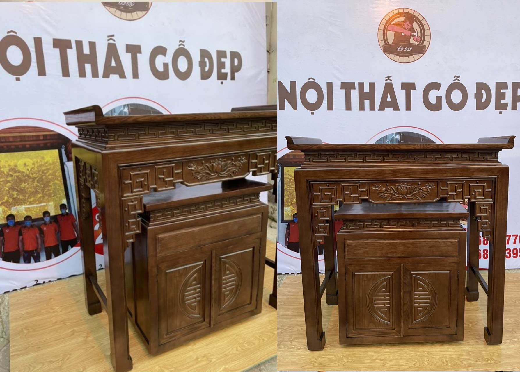 Mẫu bàn thờ hiện đại BT 08 màu nâu trầm