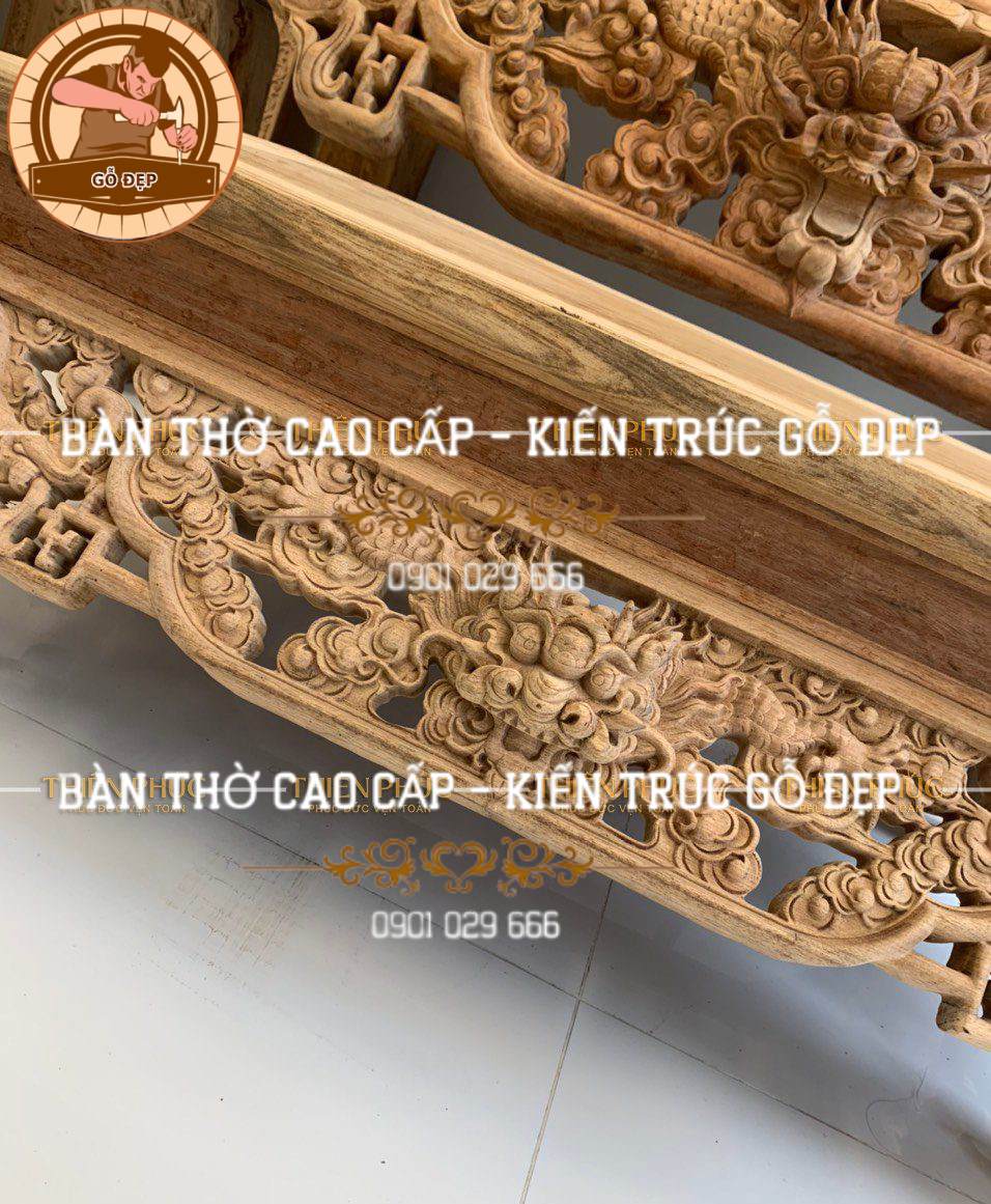 Sập thờ gỗ gụ cao cấp với họa tiết sắc nét
