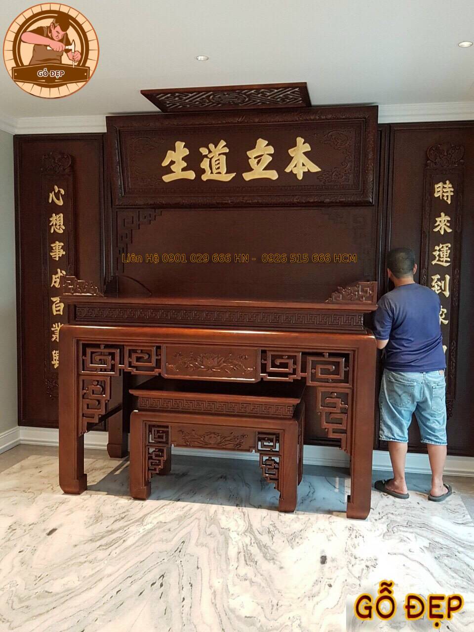 Bàn Thờ Gỗ Gụ BT 08 - thu hút tài lộc