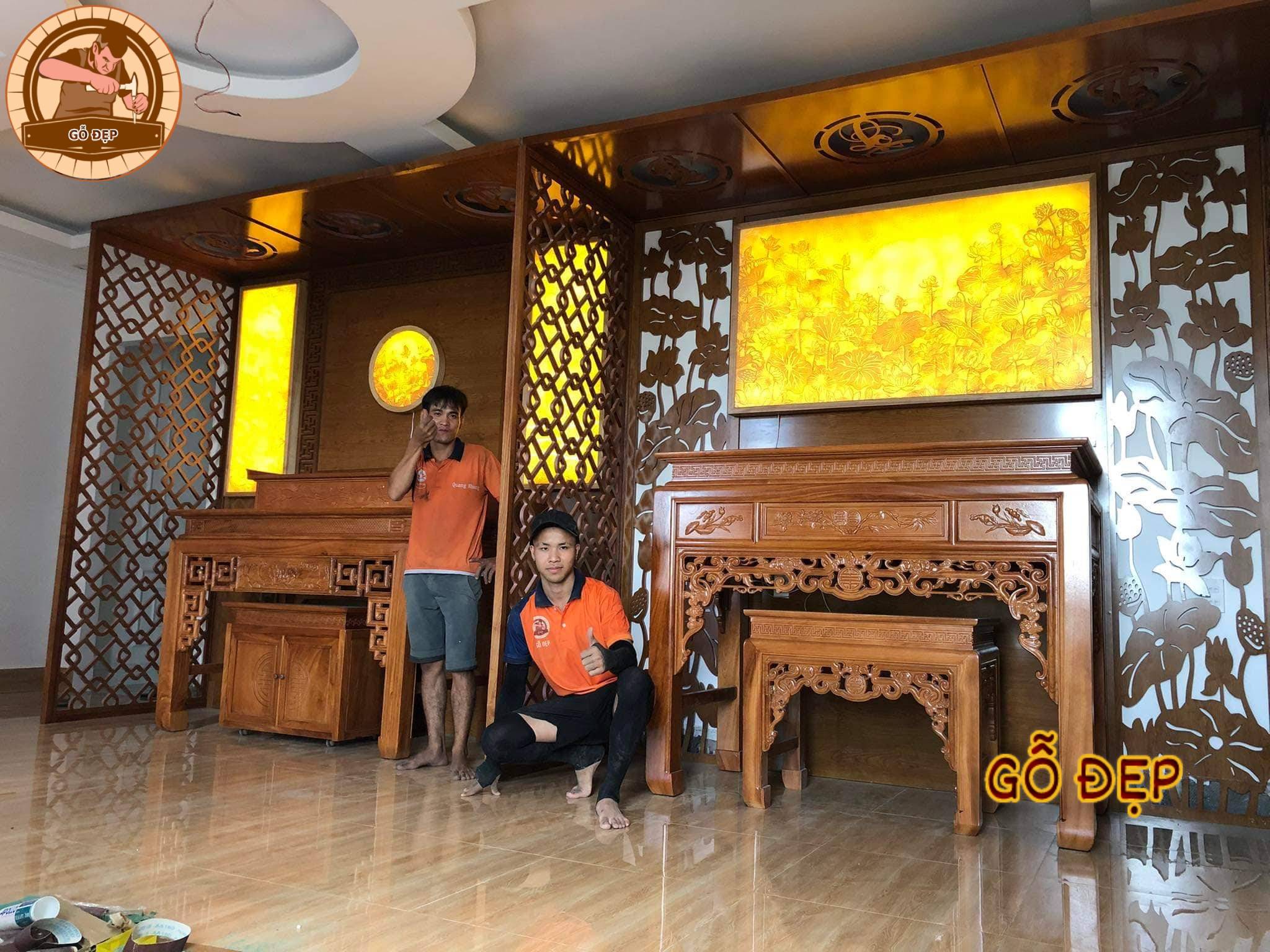 Mẫu bàn thờ Phật và gia tiên BT 689 - Ảnh thật