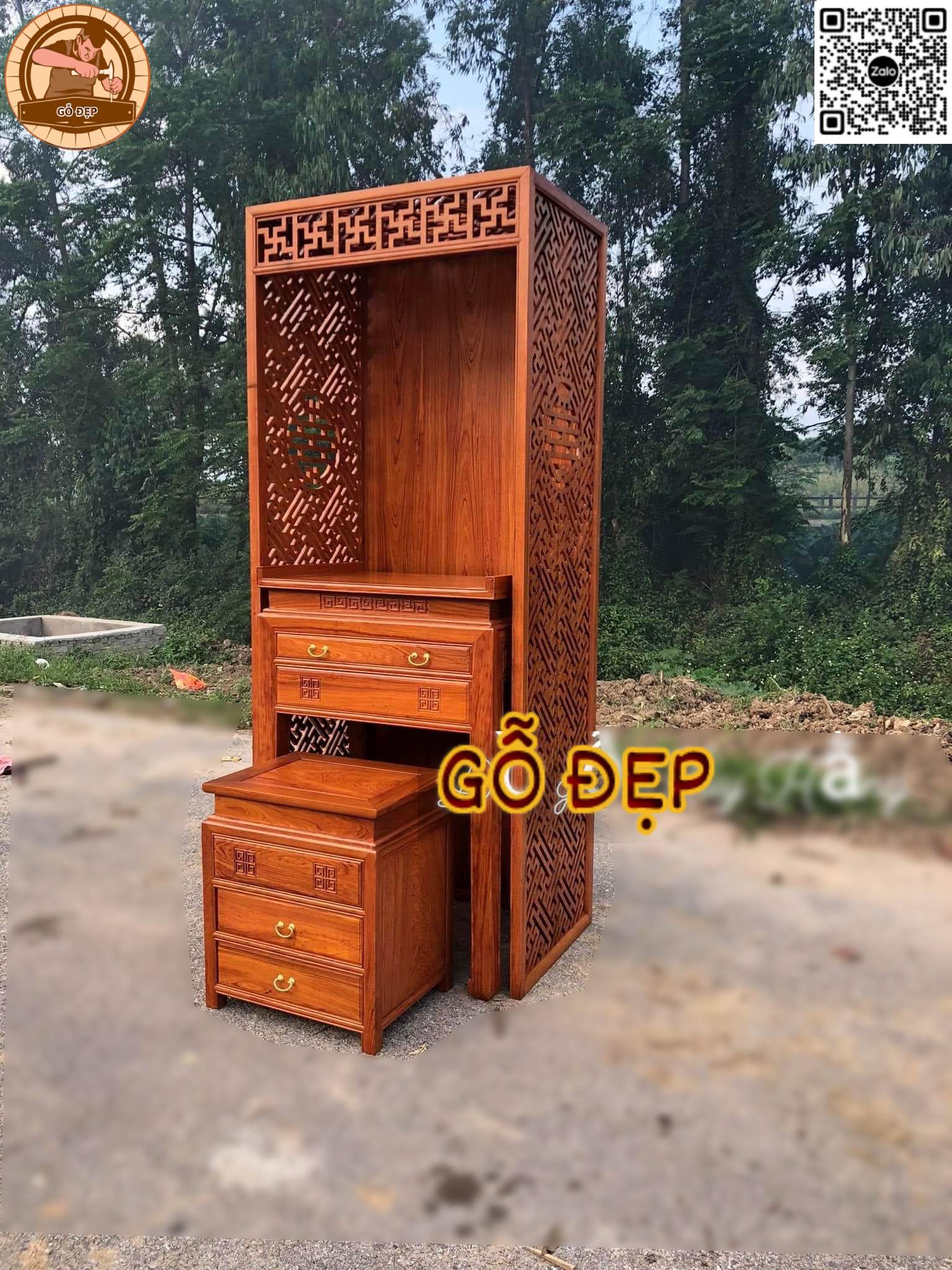 Bàn Thờ Gỗ Hương Đá BT 30 - Thiết Kế Hiện Đại