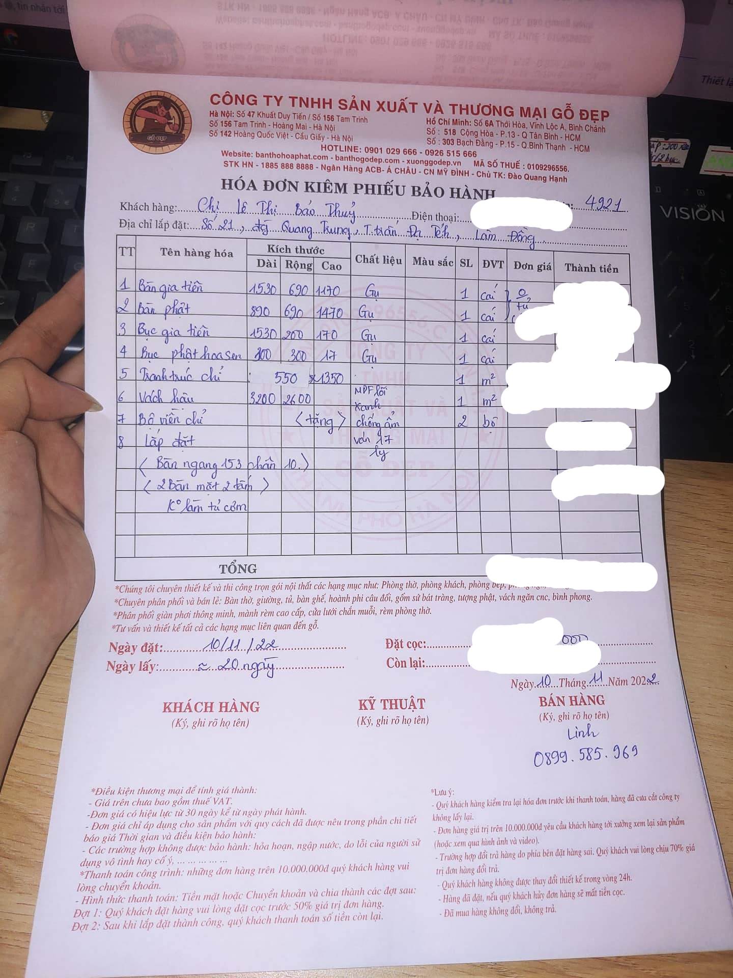 Đơn hàng của Chị Thủy tại Lâm Đồng