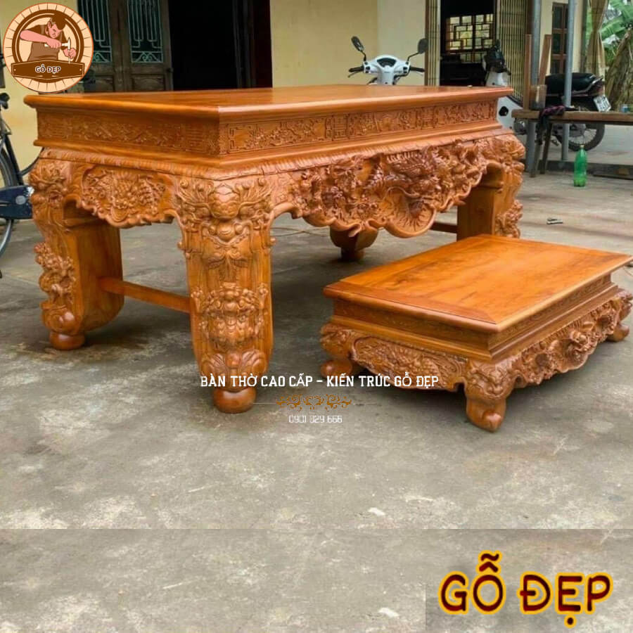Sập Thờ Cao Cấp Long Ly Quy Phượng ST 39 - Gỗ Cao Cấp