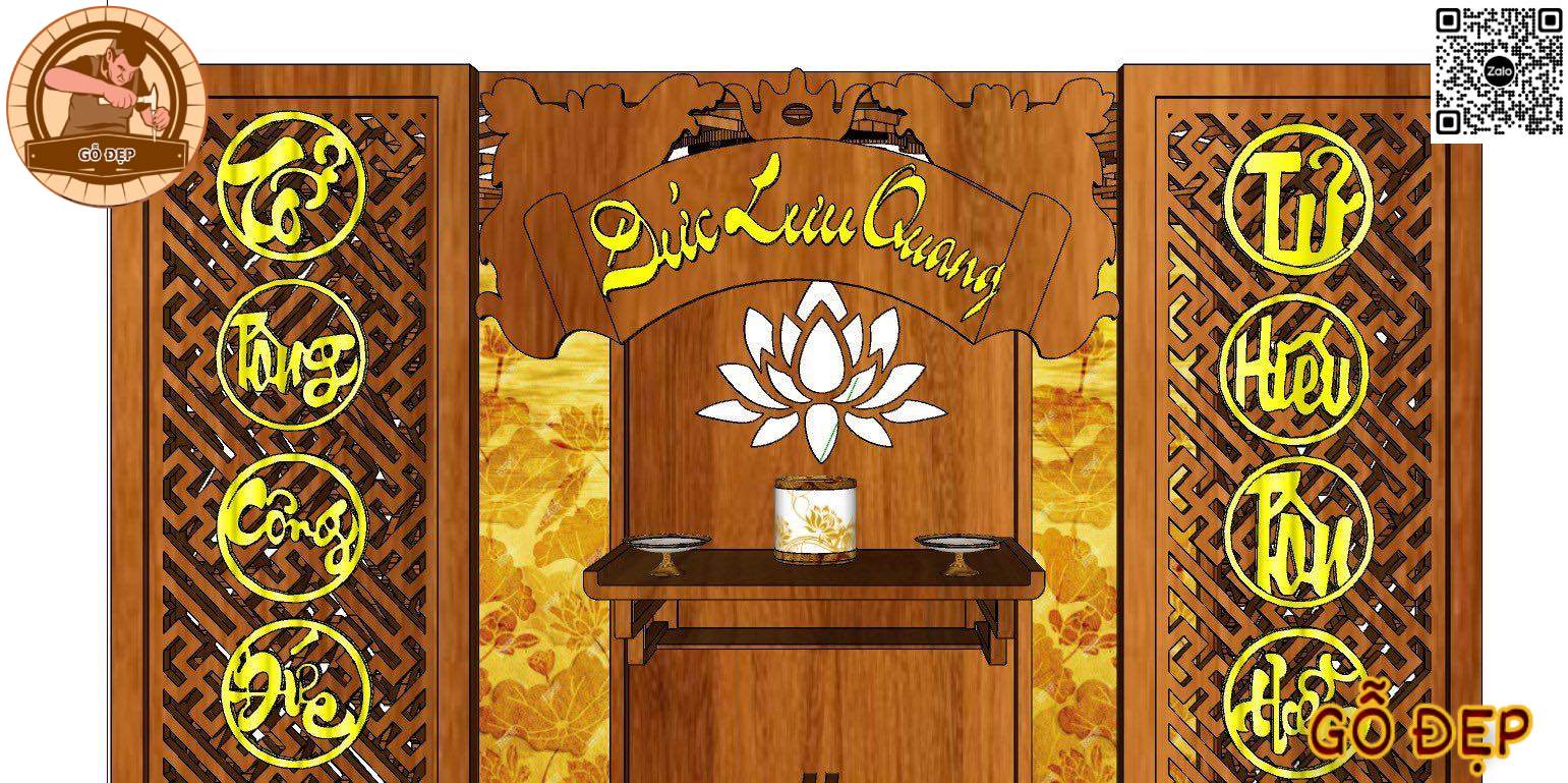 Ảnh phác họa - Bàn Thờ Tủ Thờ Phật Gia Tiên Đẹp BT 88997